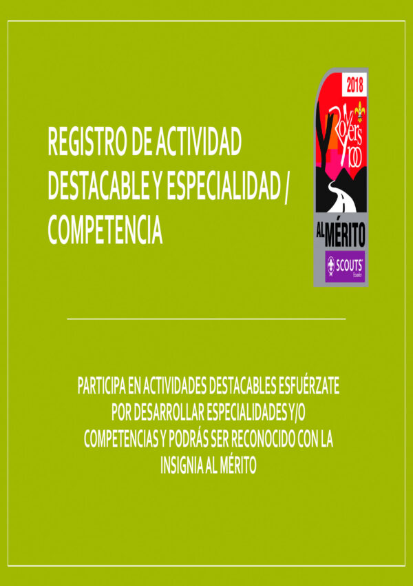 REGISTRO DE ACTIVIDAD DESTACABLE y especialidad - competencia